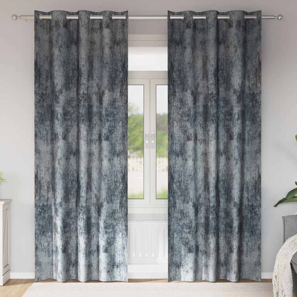 Curtain with Curtains 2 pcs Silver grey 225 x 140 cm Velvet